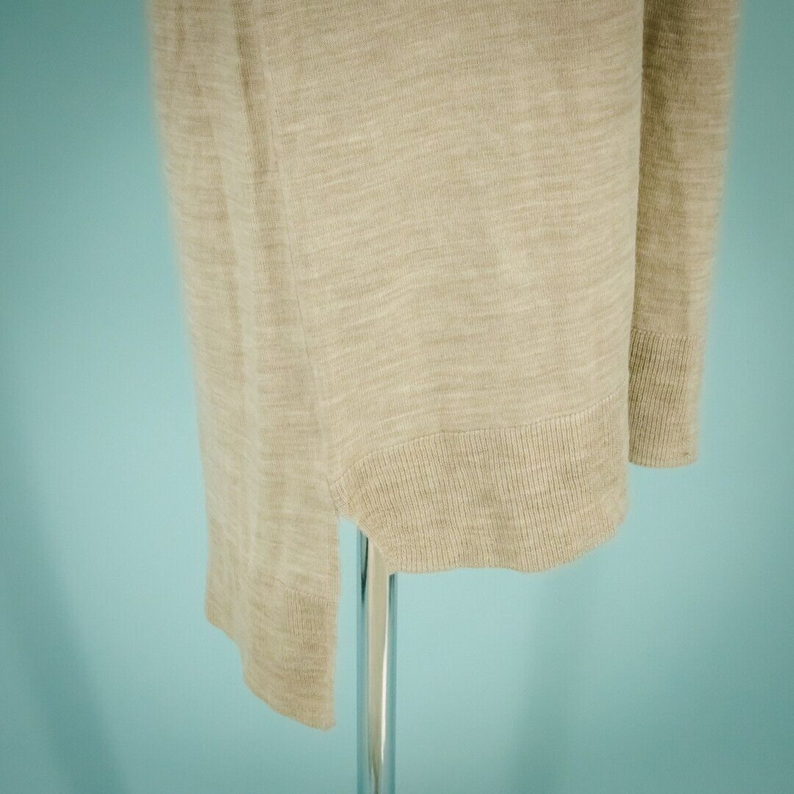 Organic By John Patrick Size Medium M Tan Beige Crew Scoop Neck Short Cap Sleeve — image 2 of 7